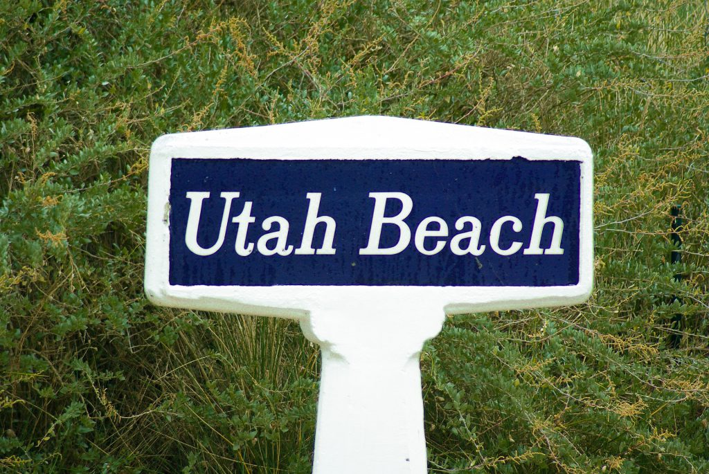 le panneau de la plage Utah BEach du débarquement en Normandie