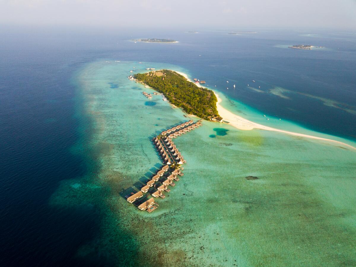 vue aérienne des maldives en hydravion